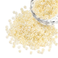 3 mm. lysegule skinnende glasperler, 50 g